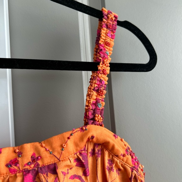 Anthropologie Roopa Pemmaraju Beaded Babydoll Cotton Smocked Tank NWT Size XL - Picture 6 of 10